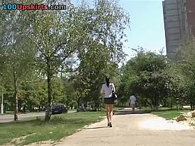 Denim mini and hot a-hole