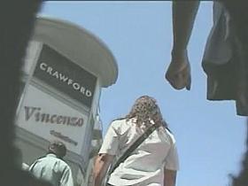 Voyeur street candid upskirt video footage of sexy legs