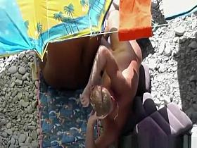Beach masturbation and fucking