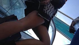 sexy girl in escalator