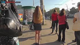 Cute lengthy-haired upskirt gal