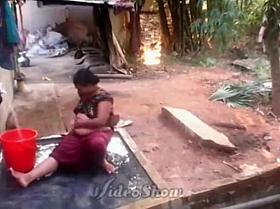 bhabhi outdoor washing and shower