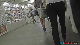 G-string and flabby ass of a auburn in upskirt mov