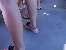 Hot teen in tight short dress upskirt