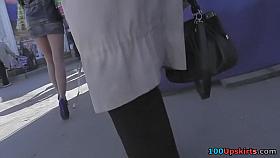 Saucy redhead upskirt sweetheart