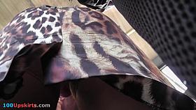 Upskirt hidden cam filmed girl in sexy nylon stockings