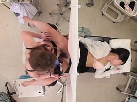 Awesome Japanese dildoed by her female doc during Gyno exam