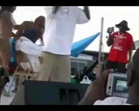 Cocksucking live on stage at rap concert