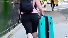 Fat ass in spandex on the streets of NYC