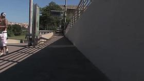 Handcuffed blonde sucking dicks outdoor