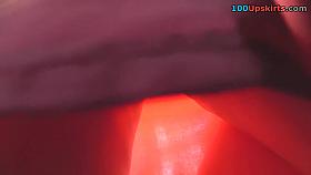 Dirty upskirt porno with a slim blonde female