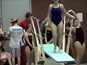 Girls swim in their tight costumes