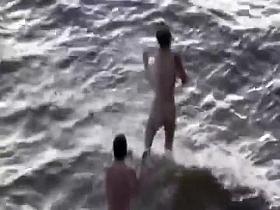 Wild plowing fully spied on a beach