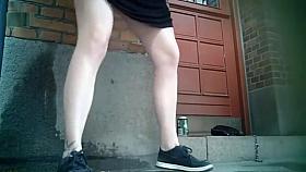 Pee everywhere ! on house and parking ! public voyeur
