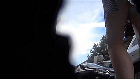 Young blond upskirt in the street