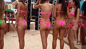 Steaming hot models wait for their turn to get on the stage