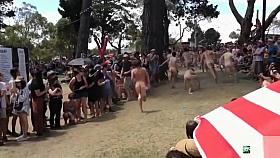 Popular nudist race footage in slow motion