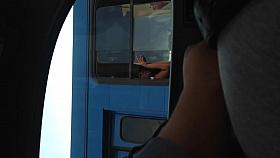 Another angle to girl in bus