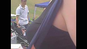 Very big heavy boobs on the downblouse closeups