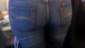 Co worker Anna's sexy wide ass in tight jeans