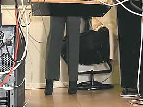 Pussy gets rubbed at a workplace