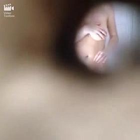 Busty flat mate getting out of the shower