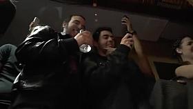 Public group sex and facial for brunette