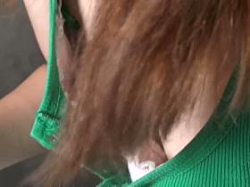 Cute asian brunette gets a downblouse amateur film shot of her jiggling tits