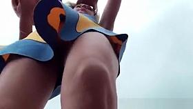 Hot blonde no panties upskirt