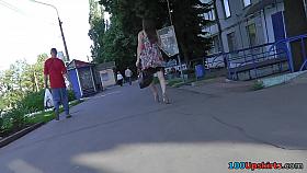 Amazing upskirt XXX movie tells about brunette's thong