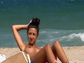 Two sweet topless girls peeped