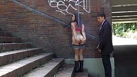 Petite brunette sucks big dick in bar