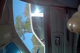 Black man strokes cock in car