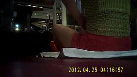 Sexy gym girl with nice legs and tits