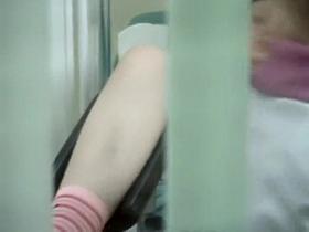 Glance of her pussy through a window