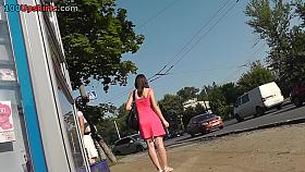 Hot pink summer costume upskirt