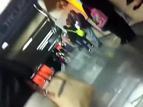 Asian girl's thick butt in white tights