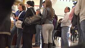 A rich ass in tight jeans in this spy cam video