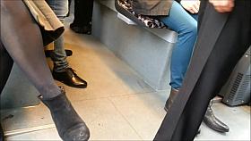 Beautiful Candid Legs in Black Pantyhose