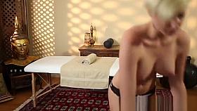 Glam amateur doggystyled after a massage