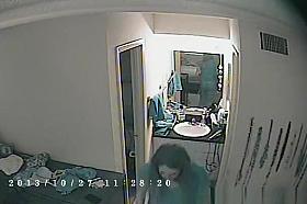 Woman takes off pajama in bedroom