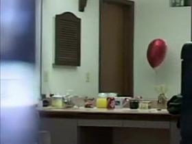 Girlfriend does her bathroom routine