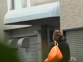 Nerdy brunette gets easily tricked by some lad in the public park