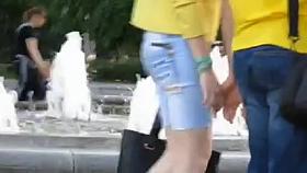 High heels in Ukraine 12 torn jeans, black stilettos