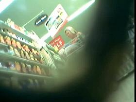 Fat short haired blonde with a big ass shopping in an upskirt porno