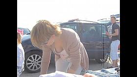 Short haired brunette candid downblouse horny view