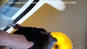 Upskirt shots on an escalator show two sexy chicks' nice as