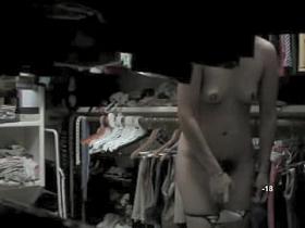 My girlfriend with bushy nub changing on solo spy cam