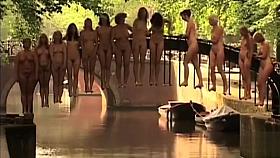 Nude women on an amazing bridge for a great picture