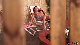 Redhead Milf Is Turned On By Neighbour Spying On Her Over The Fence